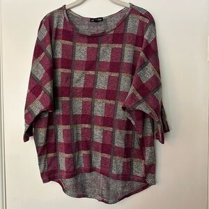 Plaid Women's Top in Pink and Gray